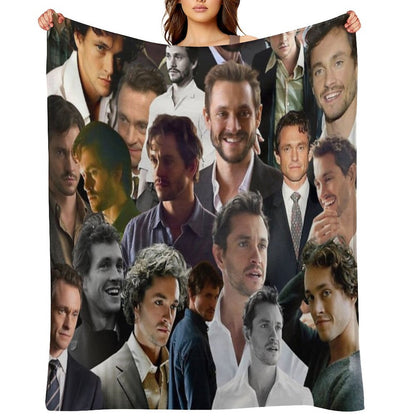 Hugh Dancy Photo Collage Velvety-soft Throw Blanket