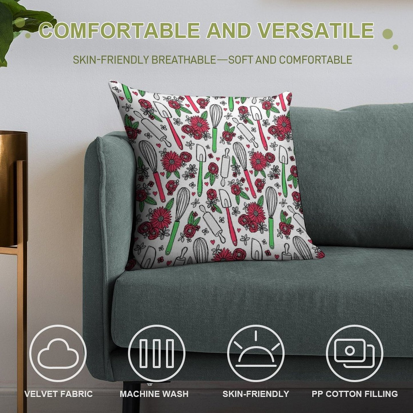 Holiday Cooking & Baking Soft Luxury Feel Throw Pillow