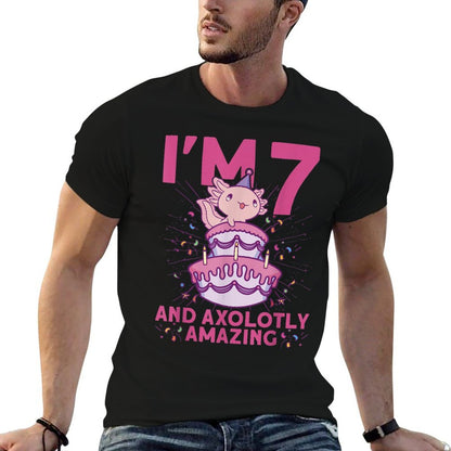 I'm 7 Bday Axolotl Party Cute 7th Birthday Kids Axolotl Comfortable T-Shirt