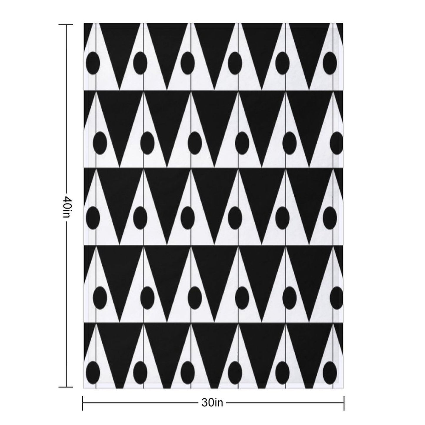 Large Retro Triangles Pattern No.1 Black And White Gift-ready Throw Blanket