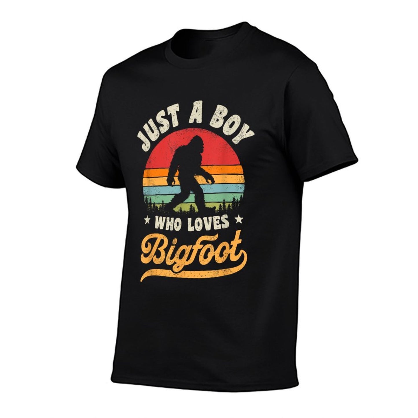 Bigfoot Just A Boy Who Loves Sasquatch Funny Retro Vintage  Polyester Blend T-Shirt