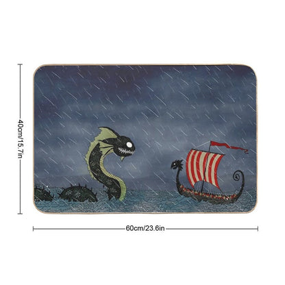 Vikings & Sea Serpent  Repositionable Bath Mat