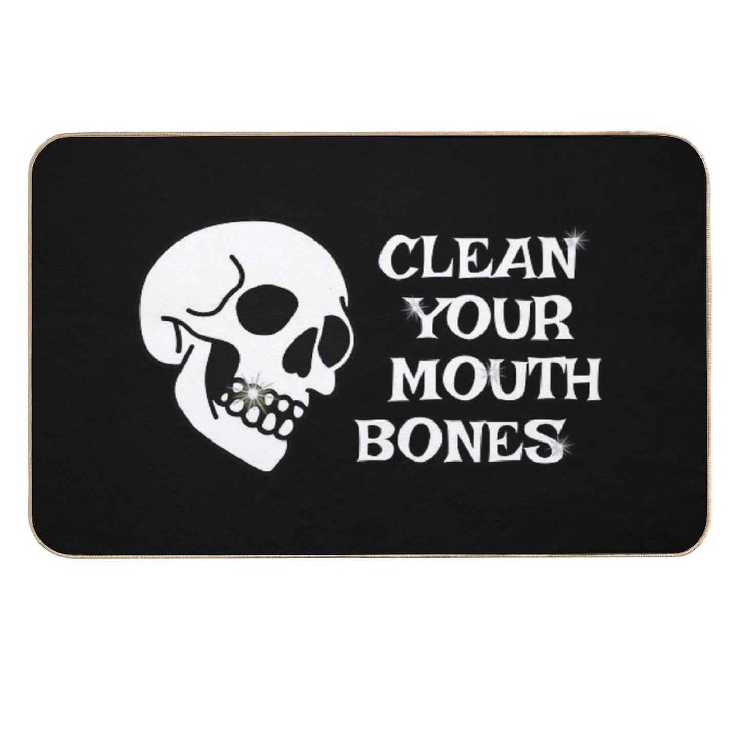 Clean Your Mouth Bones - White  Multi-Purpose Bath Mat