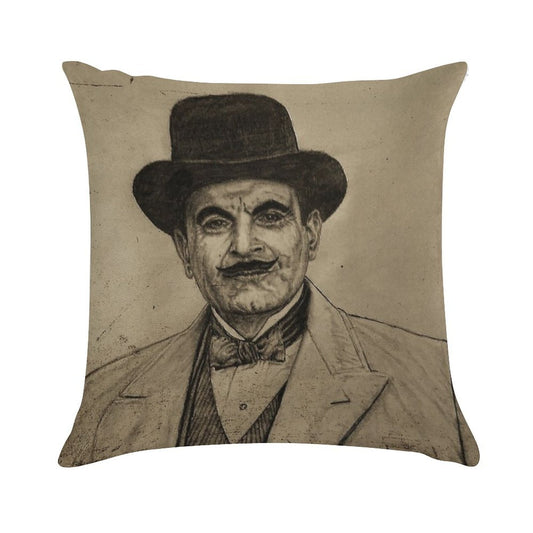 Hercule Poirot (David Suchet) Soft Decorative Cover Throw Pillow