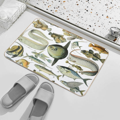 Adolphe Millot Poissons Fish  Easy To Clean Bath Mat