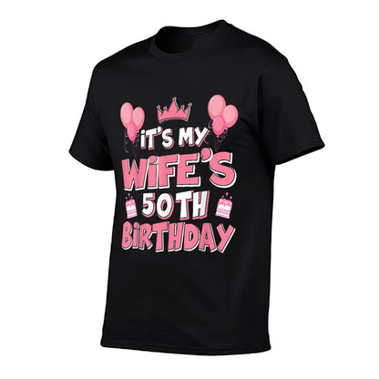 Balloons It's My Wife's 50th Birthday 1975 50 Years Old  Oversized Silhouette T-Shirt