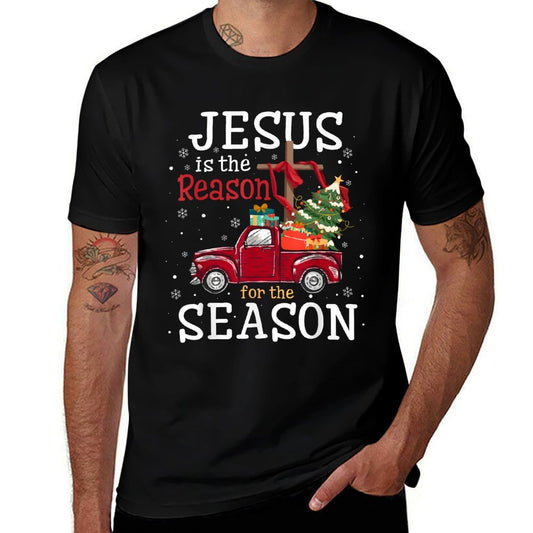 Jesus Is The Reason for The Season Christian Faith Christmas  Oversized Silhouette T-Shirt