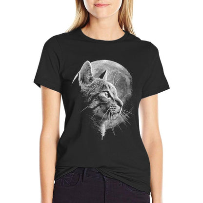 Cute Cat With Moon - Funny Cat  Classic T-Shirt