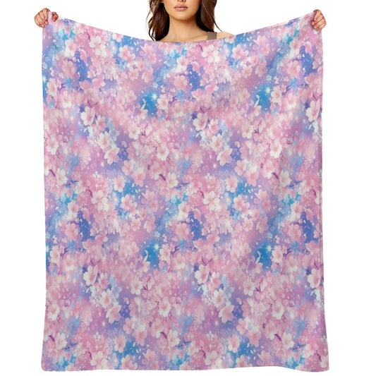 Anime Flowers Composition, Floral Theme, Seamless Pattern All-season Throw Blanket