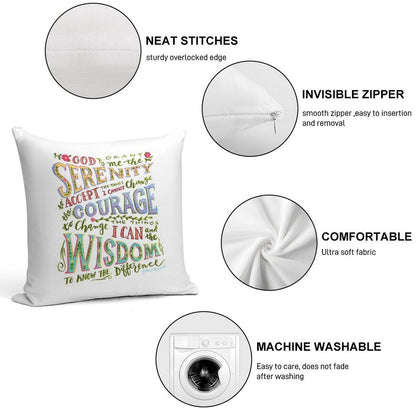 Serenity Prayer Hand Lettered Soft Skin-Friendly Throw Pillow