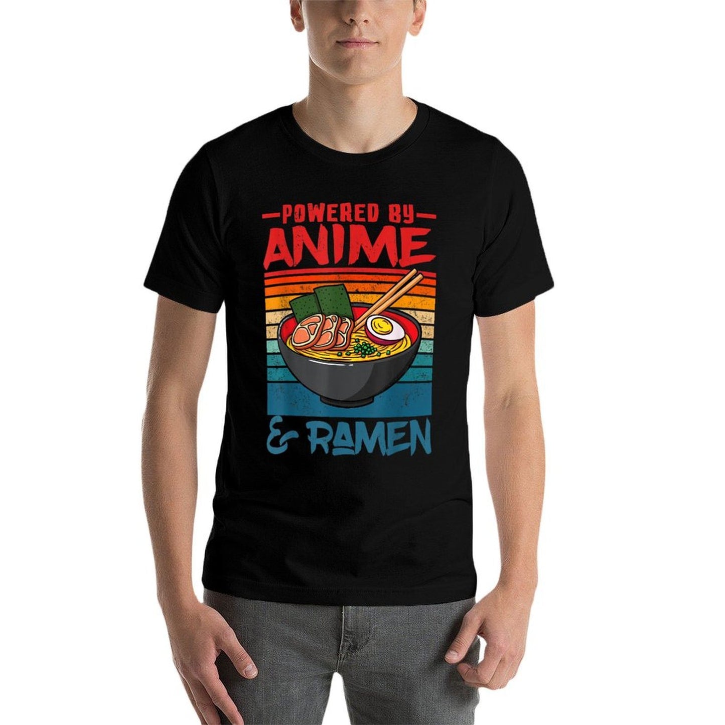 Powered By Anime  Ramen Love Anime Noodles Mens Women Kids  Vintage-inspired T-Shirt