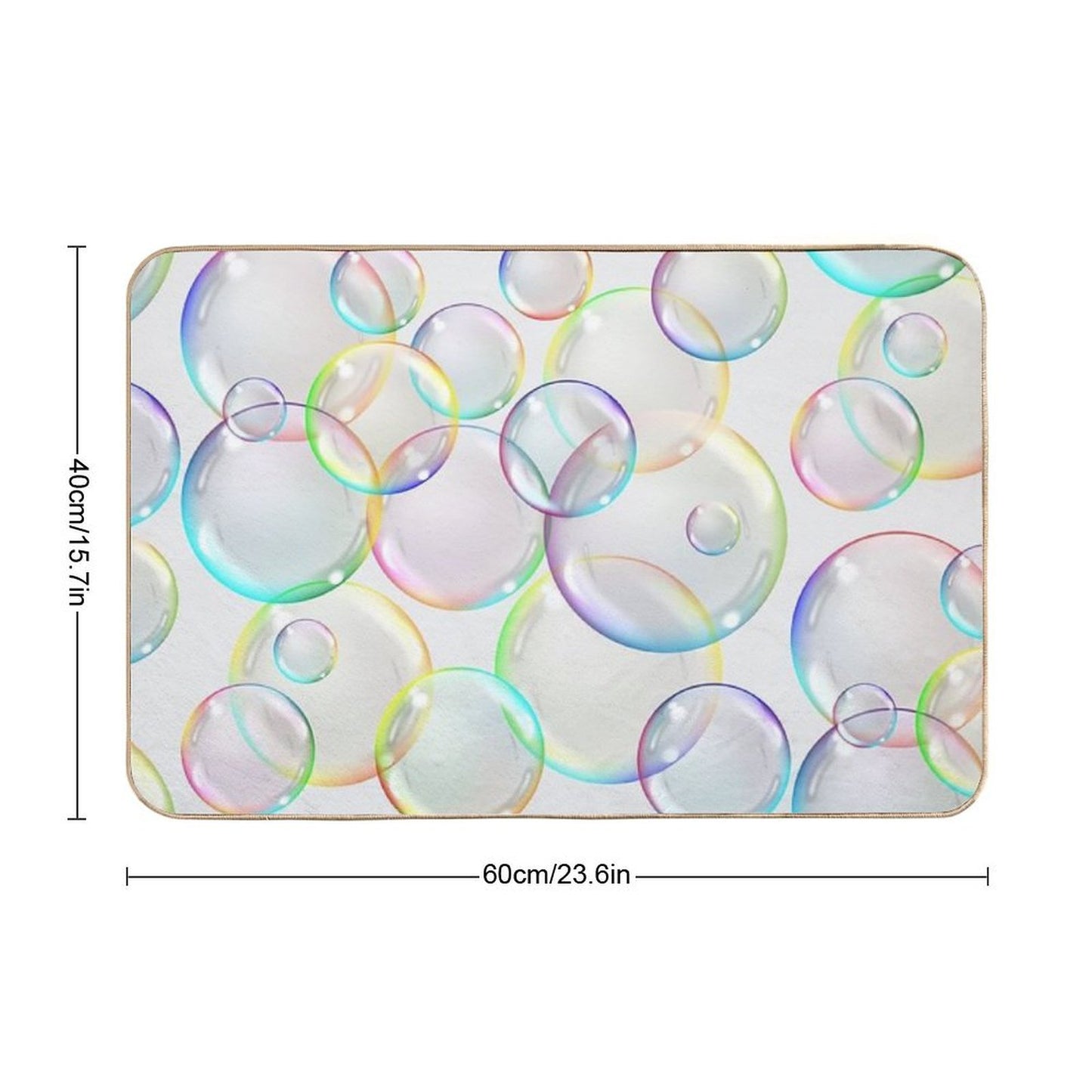 Simply Bubbbles...This Is A Simple And Pretty Bubble Pattern with Translucent Rainbow Colors  Easy To Clean Bath Mat