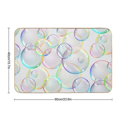 Simply Bubbbles...This Is A Simple And Pretty Bubble Pattern with Translucent Rainbow Colors  Easy To Clean Bath Mat
