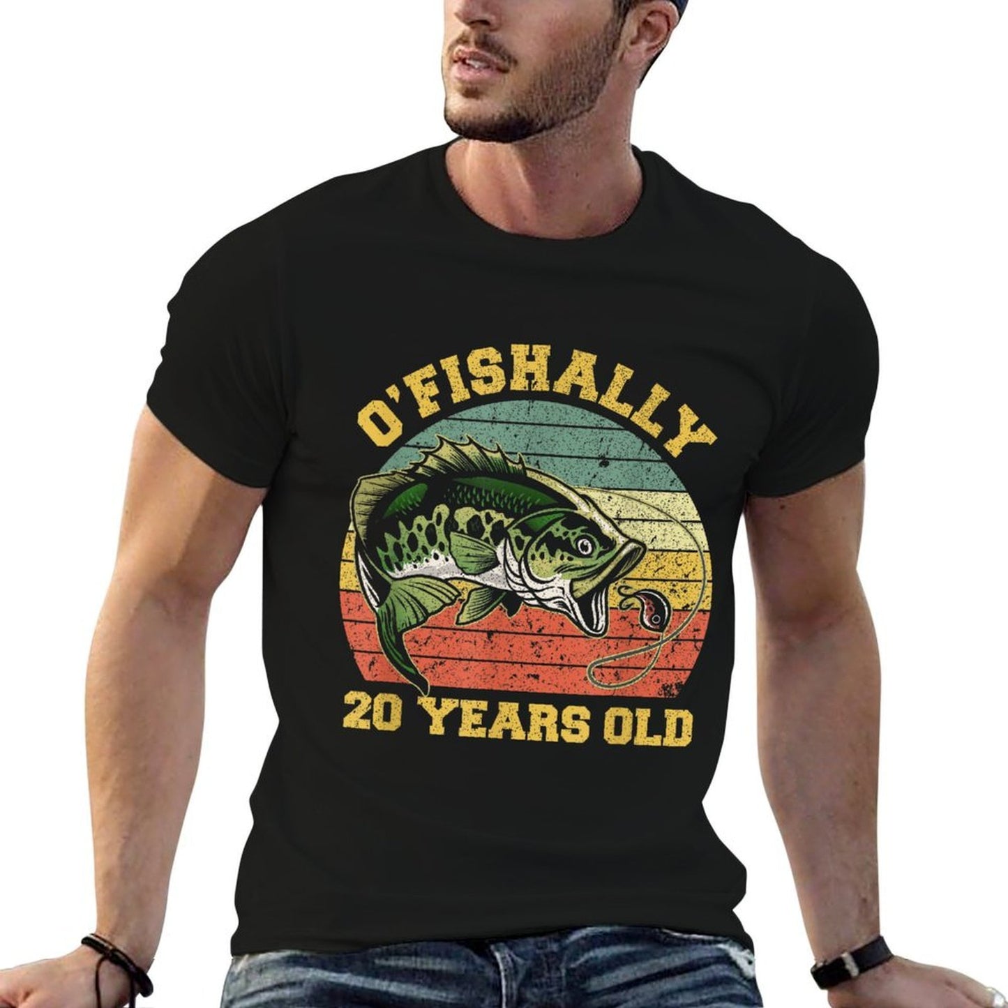 O'Fishally 20 Years Old Fishing Birthday Theme Party 20th  Graphic-printed T-Shirt