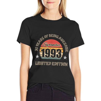 30 Years of Being Awesome September 1993 for 30th Birthday  Rolled Sleeves T-Shirt