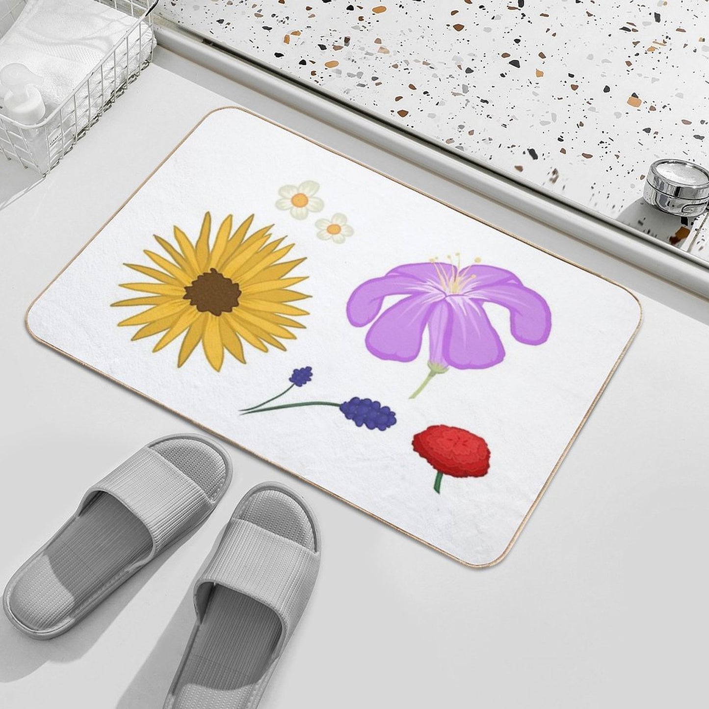 Flowers  Long-Lasting Bath Mat