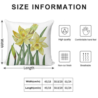 Watercolour Daffodils Botanical Illustration Soft Multiple Sizes Throw Pillow
