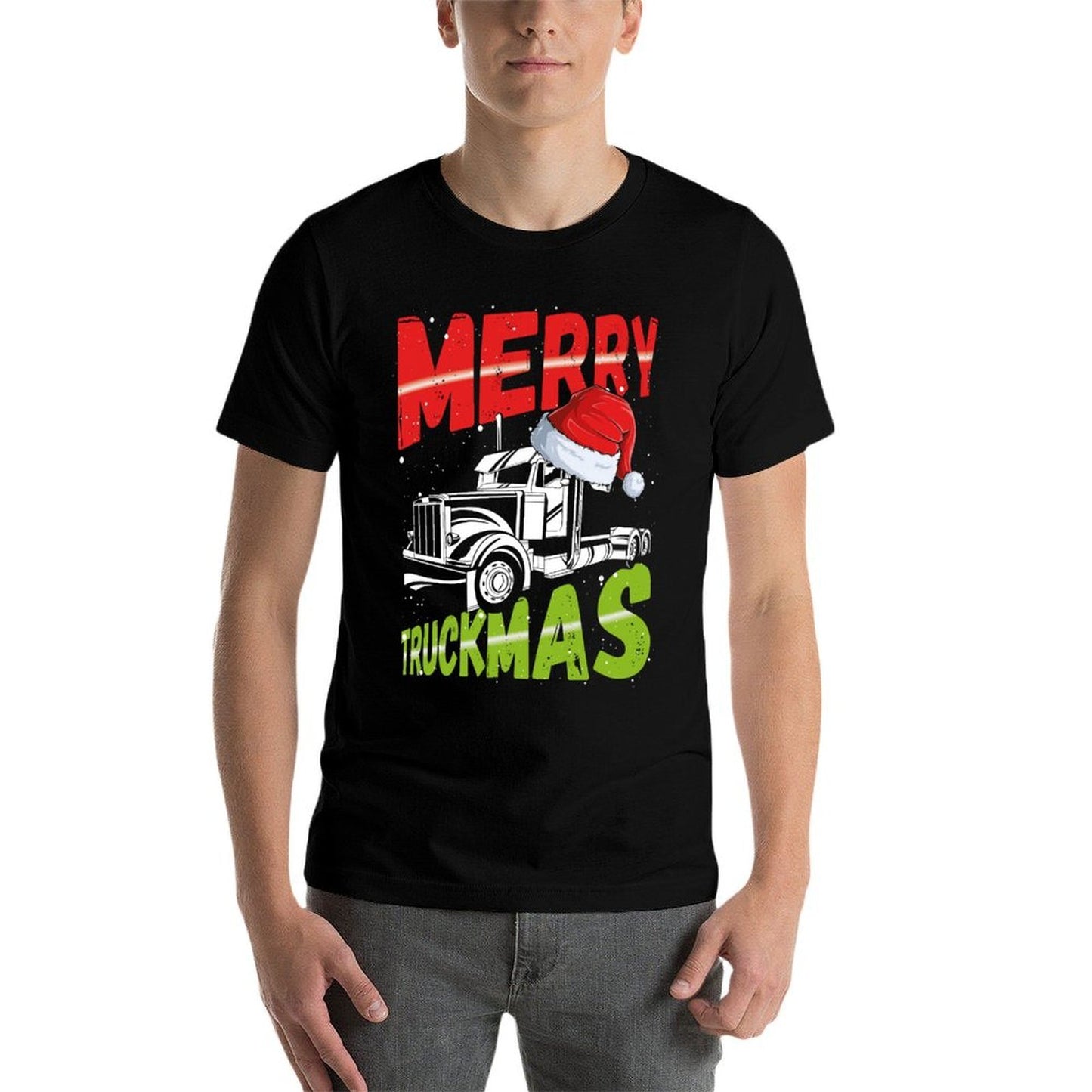 Christmas Semi Truck Funny Christmas Trucker Merry Truckmas  Oversized Silhouette T-Shirt