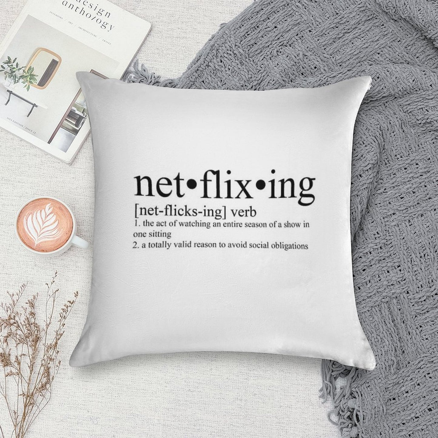 Netflixing Definition Soft High-Density Material Throw Pillow