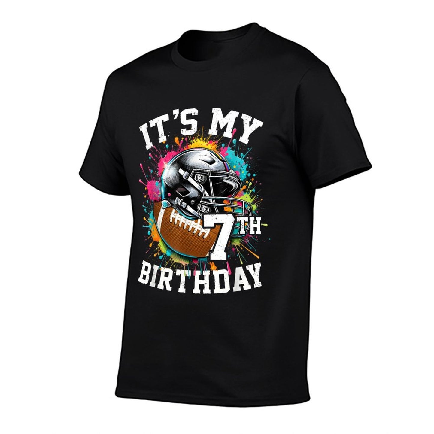 It's My 7th Birthday Football 7 Years Old Colorful  Moisture-wicking T-Shirt