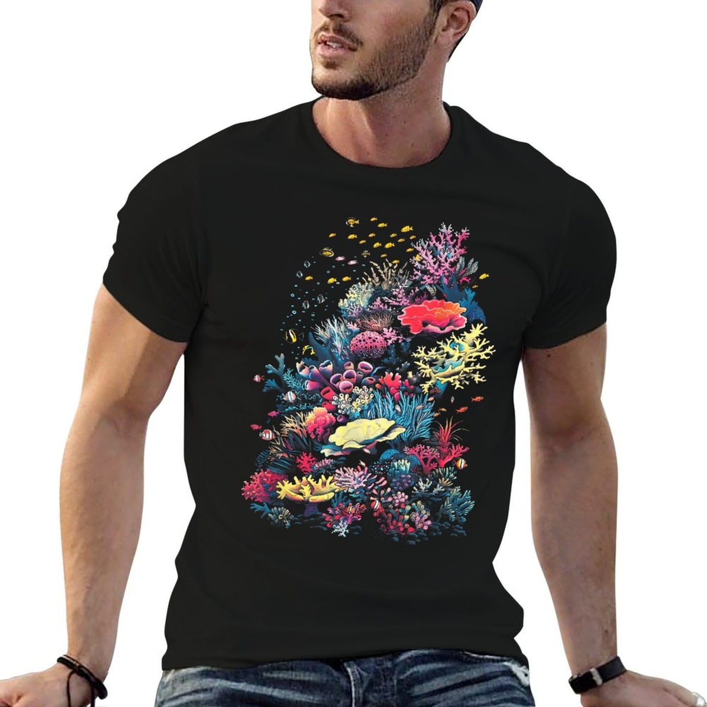 Camouflage Underwater Coral Reef Coral Reef  High-quality Stitching T-Shirt