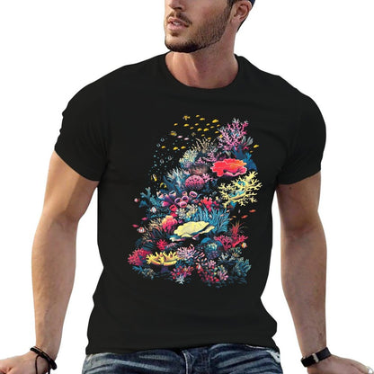 Camouflage Underwater Coral Reef Coral Reef  High-quality Stitching T-Shirt
