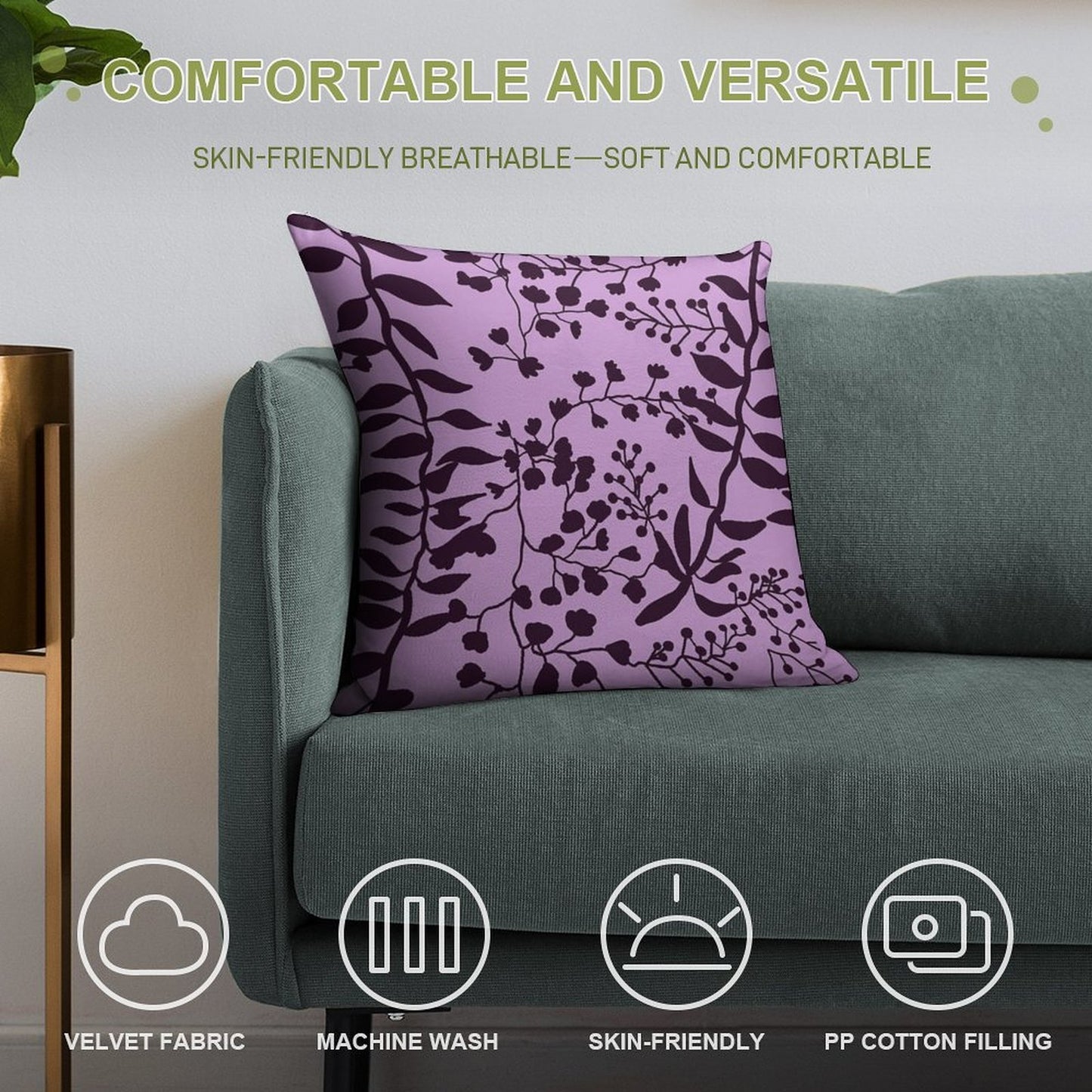 Bella Swan Lavender Freesia Soft Hidden Zipper Throw Pillow