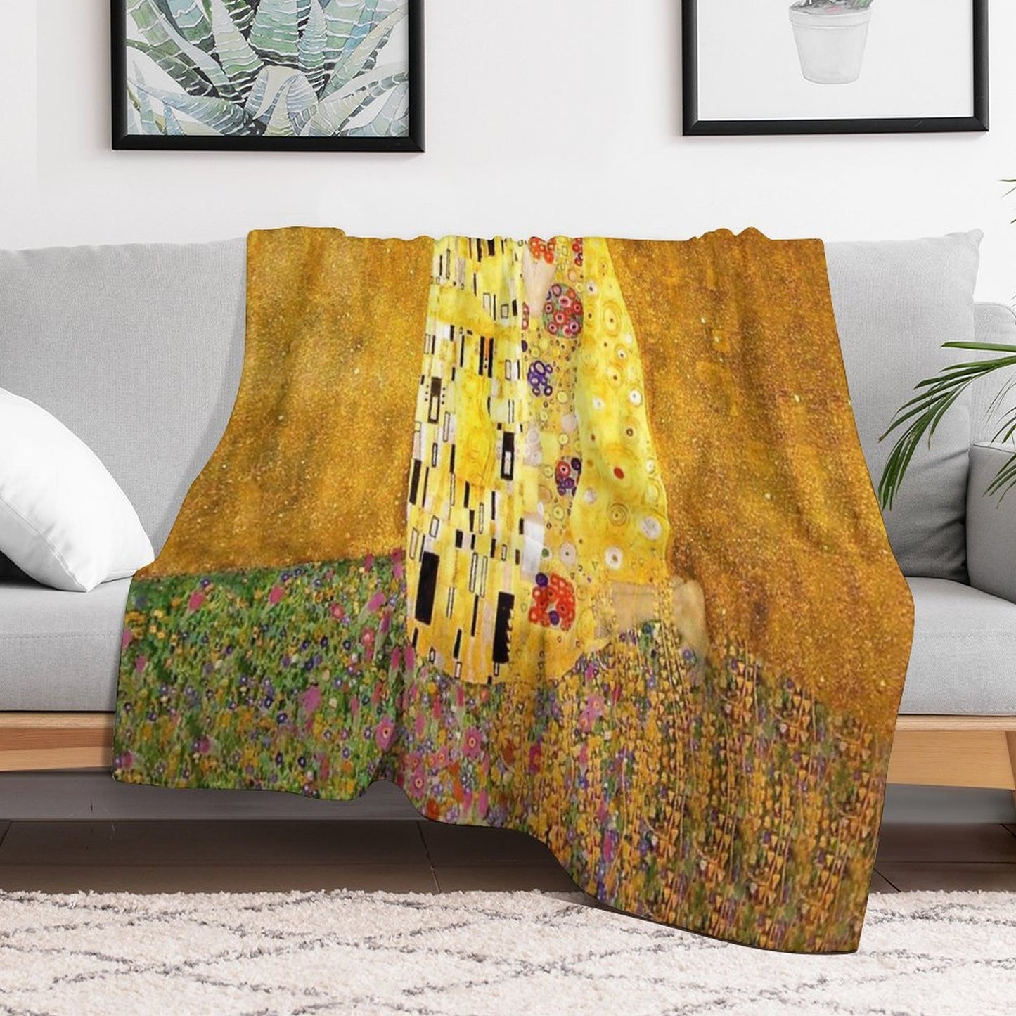 KLIMT THE  KISS Velvety-soft Throw Blanket