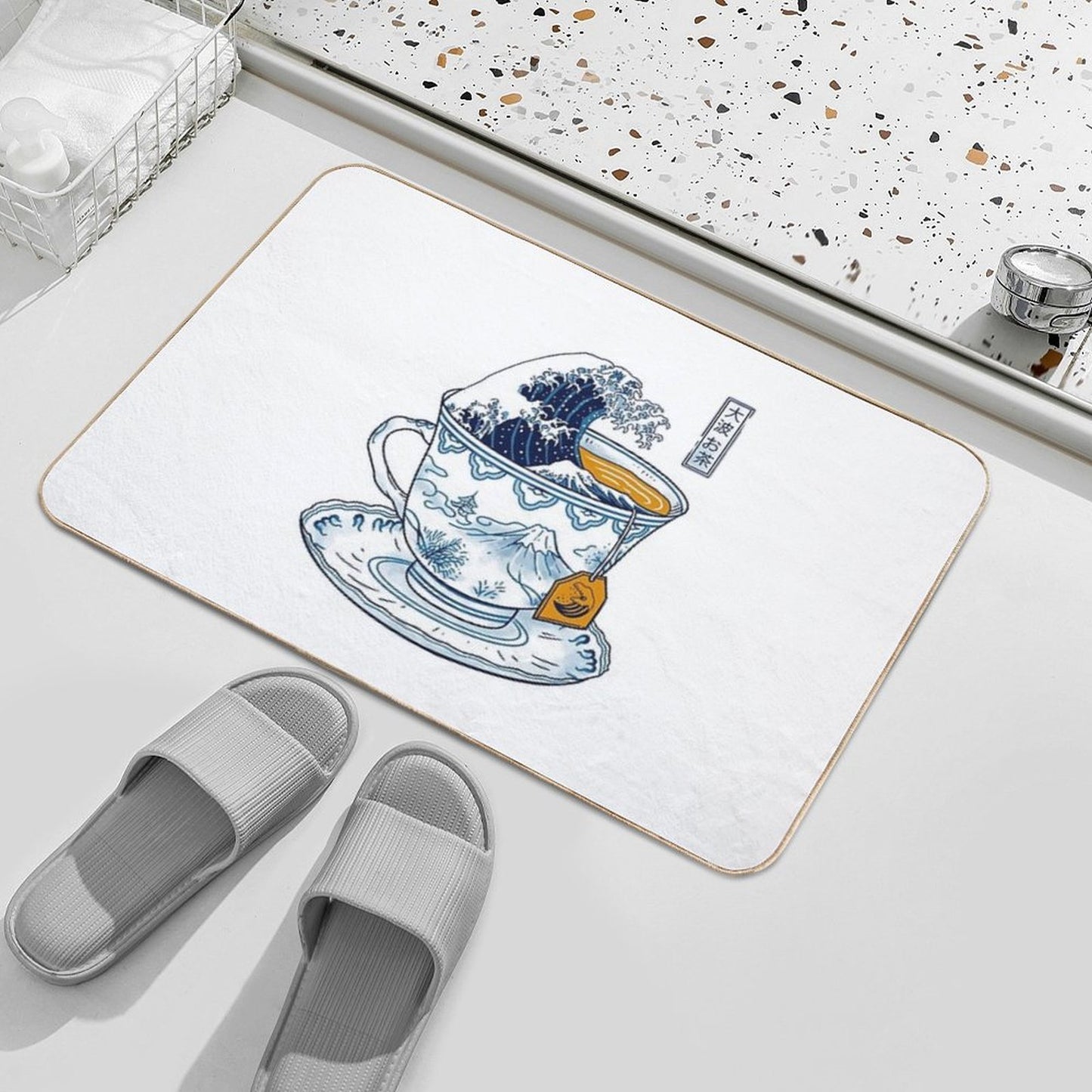 The Great Kanagawa Tea  Slip-Resistant Bath Mat