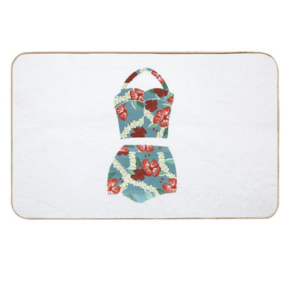 Vintage Blue Tropical Bathing Suit  Stain-Proof Bath Mat