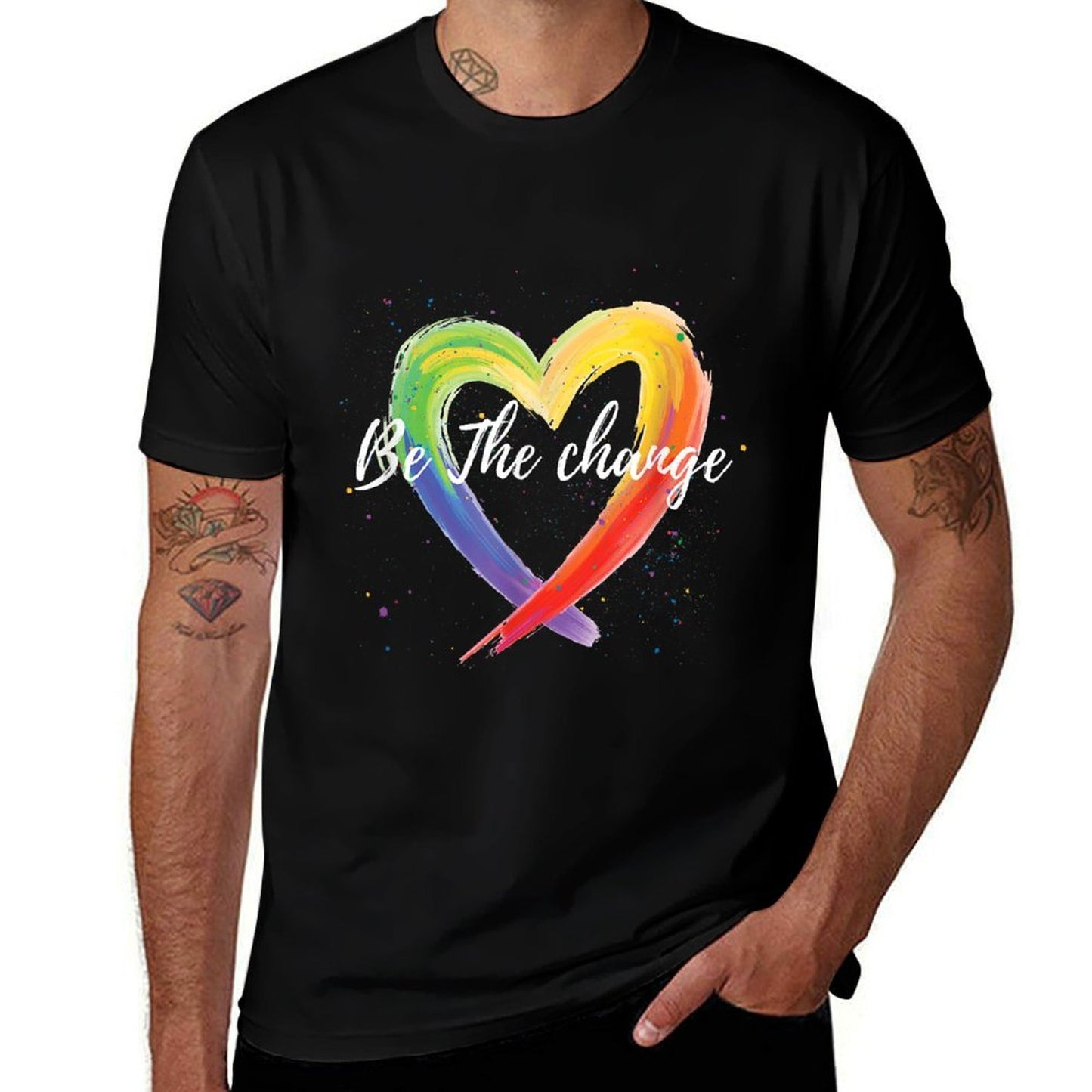 Be The Change Rainbow Heart Positivity Equality  Affordable Price T-Shirt