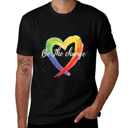 Be The Change Rainbow Heart Positivity Equality  Affordable Price T-Shirt