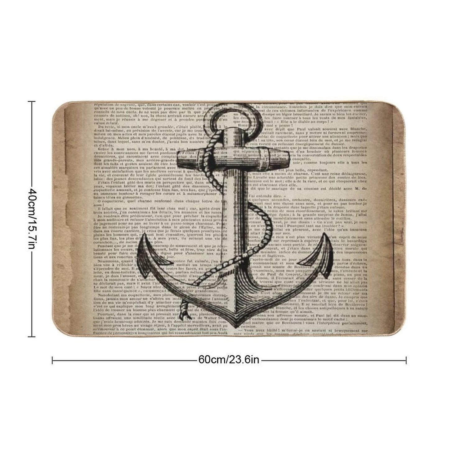 1980s Dark Academia Beach Nautical Captain Newspaper Print Vintage Anchor  Absorbent Bath Mat