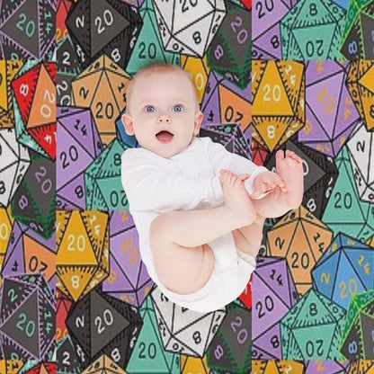 Polyhedral Paradise Vibrant D20 Dice Pattern Multi-functional Throw Blanket