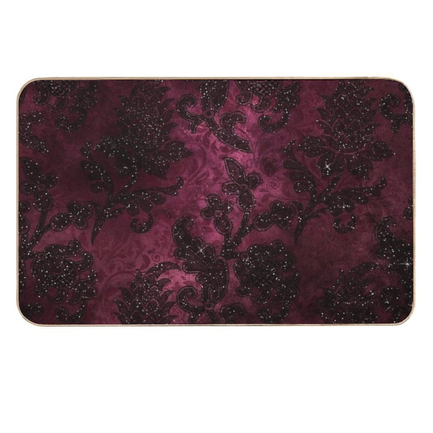 Vintage Glamour Burgundy Damask  Rapid-Drying Bath Mat