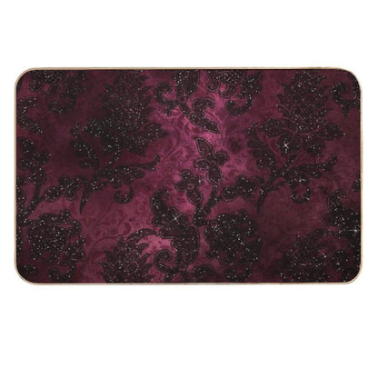 Vintage Glamour Burgundy Damask  Rapid-Drying Bath Mat