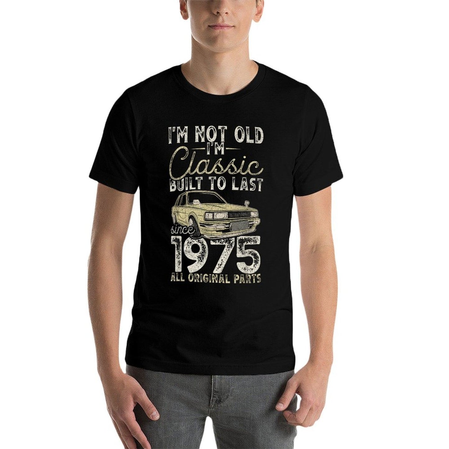 50th Birthday, Since 1975, Classic Car, 50 Year Old  Heathered Texture T-Shirt