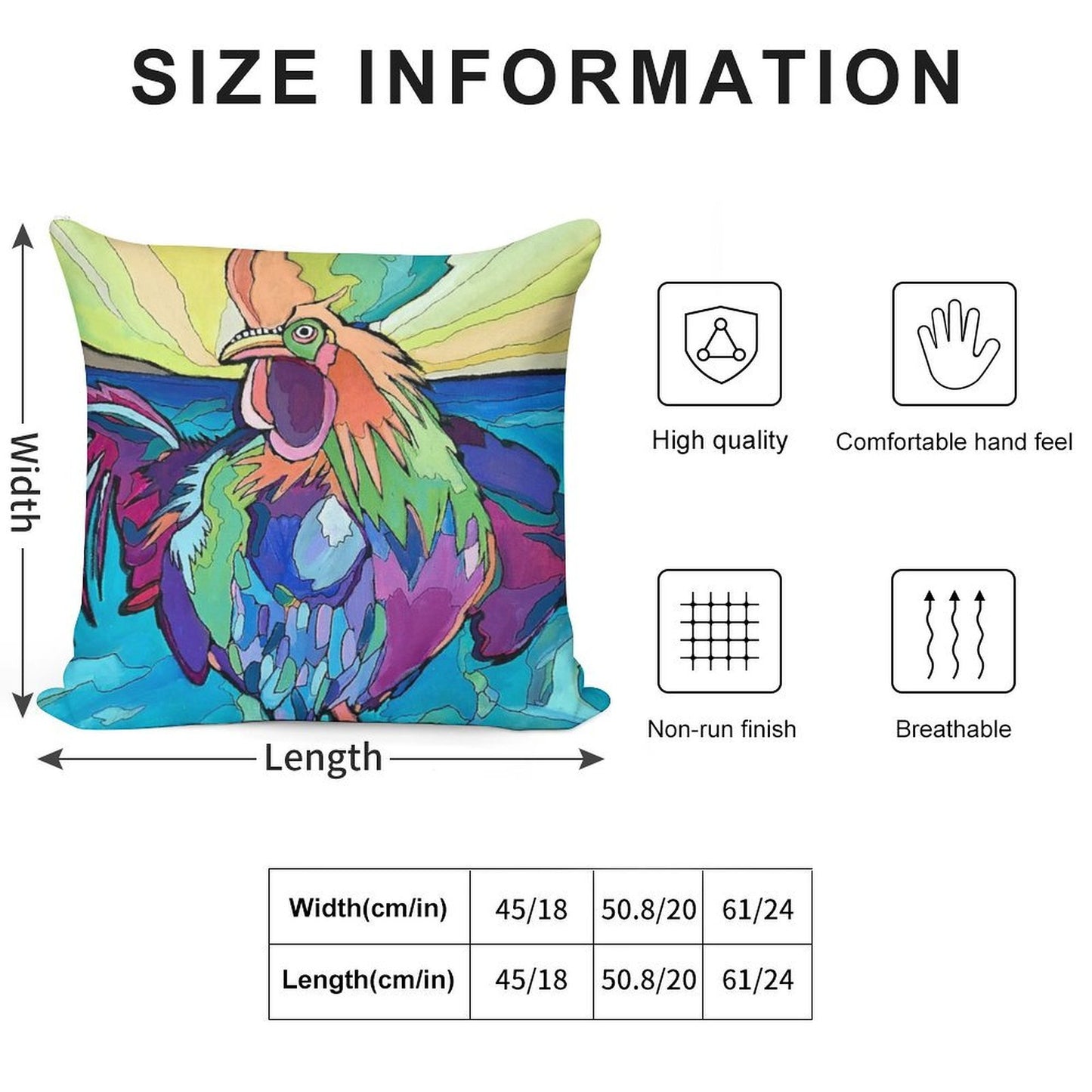 Beach Rooster Soft Fade-Resistant Throw Pillow