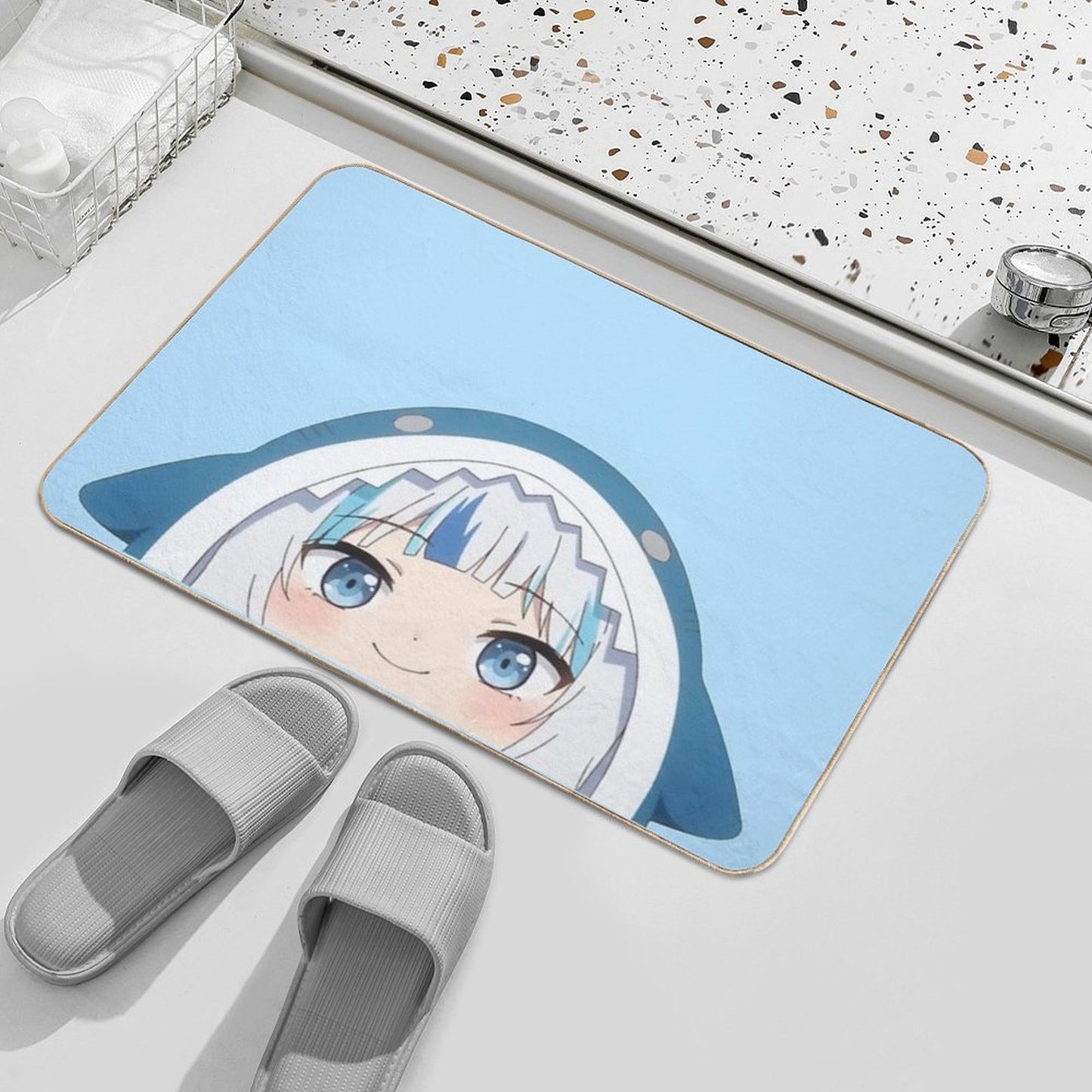 Gawr Gura Shark'd Peeker - Hololive #hololiveEnglish #holoMyth  Rapid-Drying Bath Mat