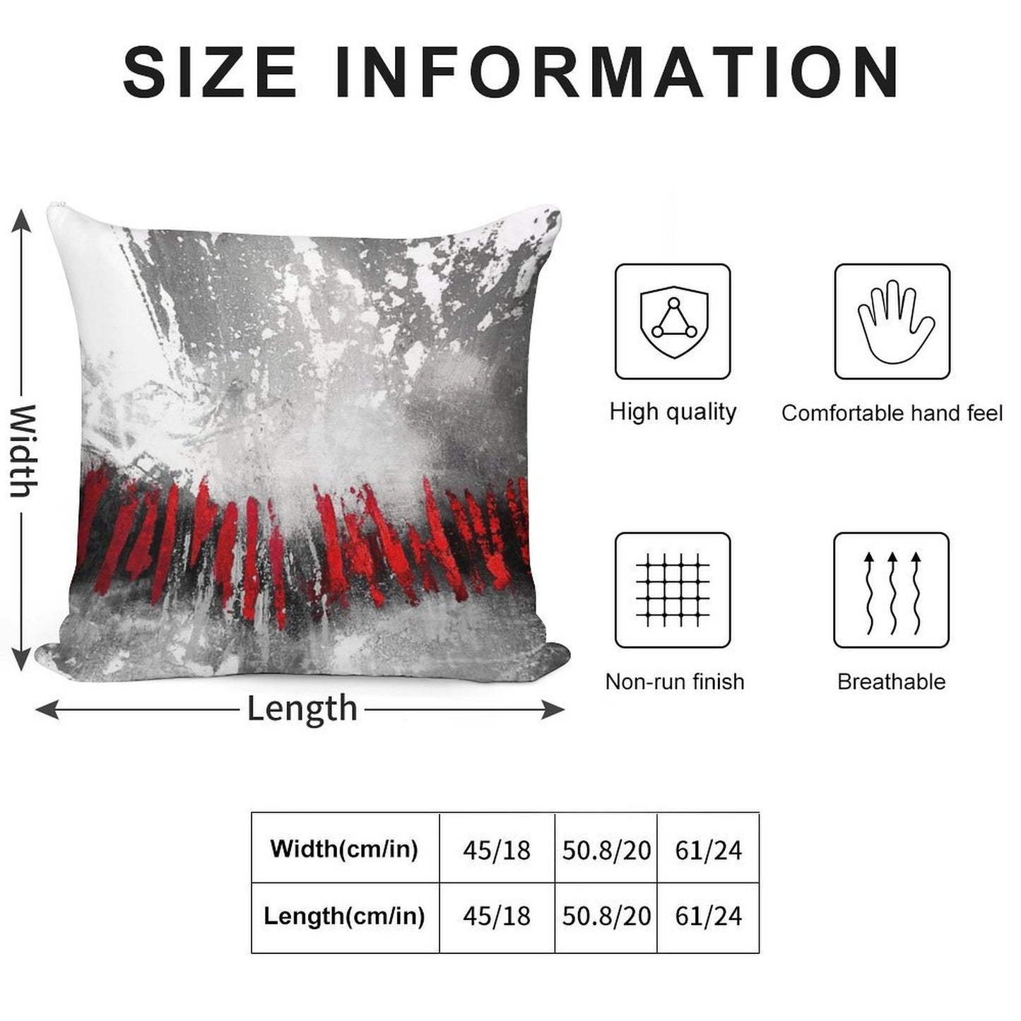 Red Gray Abstract Soft Easy Maintenance Throw Pillow