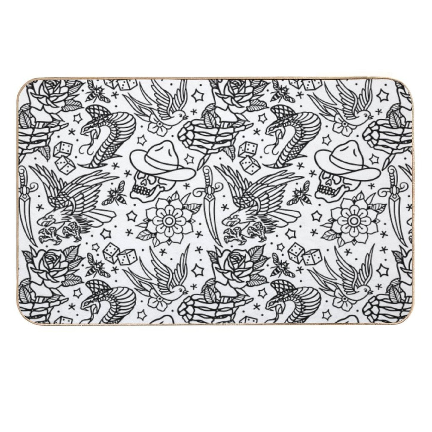American Traditional Tattoo Flash Print Variant Durable Bath Mat