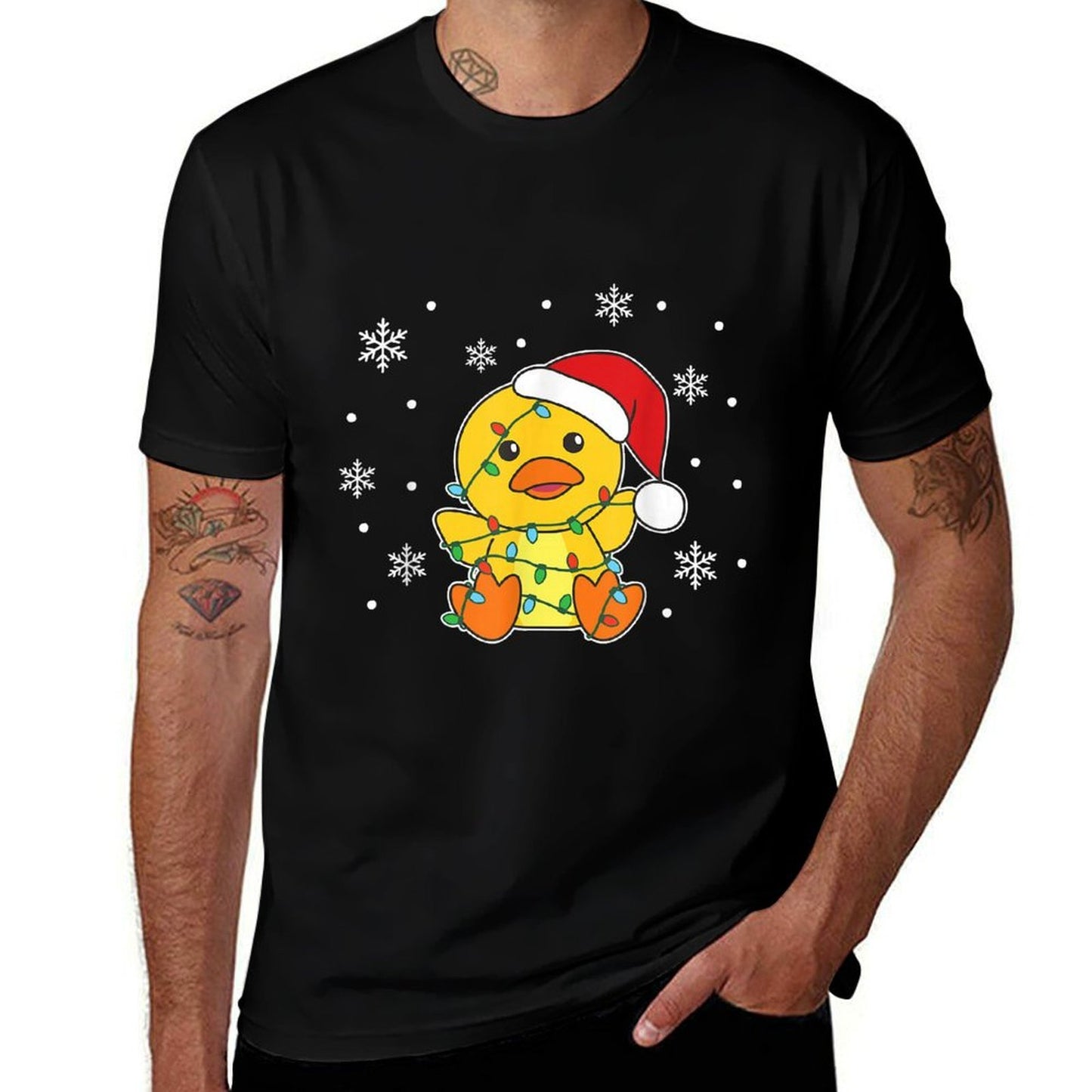 Duck Merry Christmas Winter Animals Duck  Graphic-printed T-Shirt