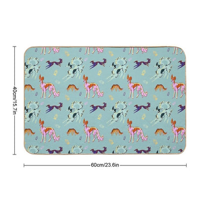 Silken Pattern on Blue  Stain-Proof Bath Mat