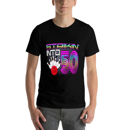 Striking Into 50 Bowling Bowler 50th Birthday Celebration Premium  Wrinkle-resistant T-Shirt