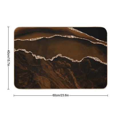 Abstract Brown & Gold Modern Geode Agate Design  Repositionable Bath Mat