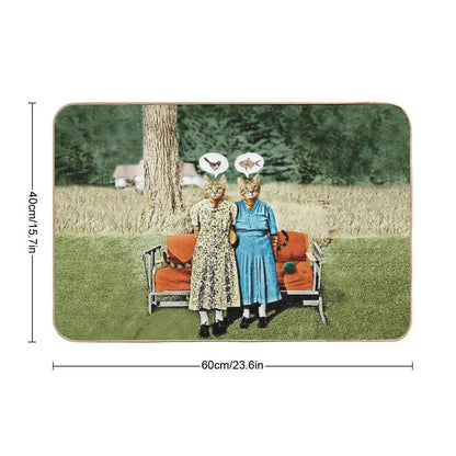Two Cool Kitties What's for Lunch  Fade-Resistant Bath Mat