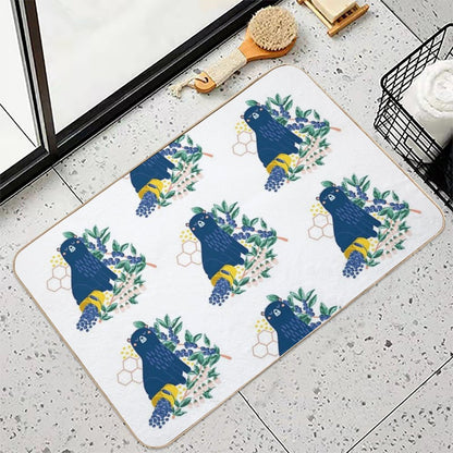 A Naughty Bear Eats Blueberries  Repositionable Bath Mat