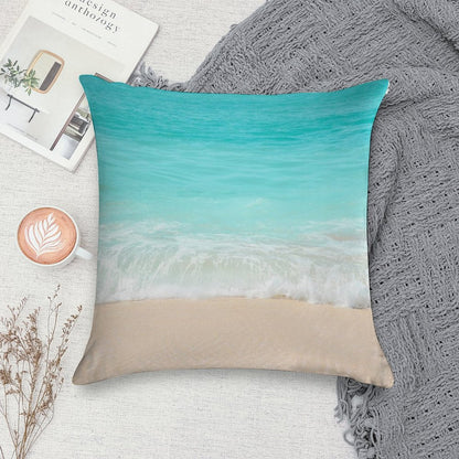 Bright Blue Calm Ocean Shore Soft Multiple Sizes Throw Pillow