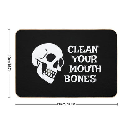 Clean Your Mouth Bones - White  Multi-Purpose Bath Mat
