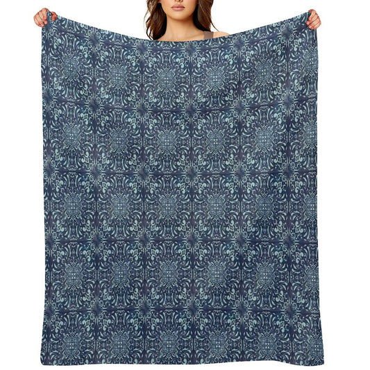 Mint Square Mandala on Space Background Versatility Throw Blanket